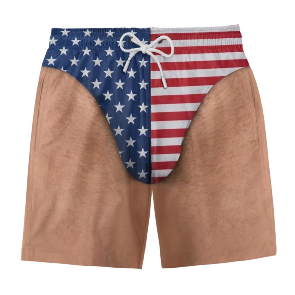 American Flag Print Beach Shor - Bamboo Fiber Trunk ulasan dan harga