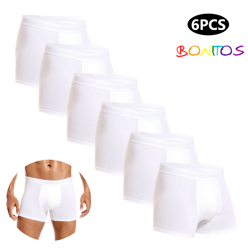 6pcs White Men Panties Cotton  - Boxer Brief Pack Cotton ulasan dan harga