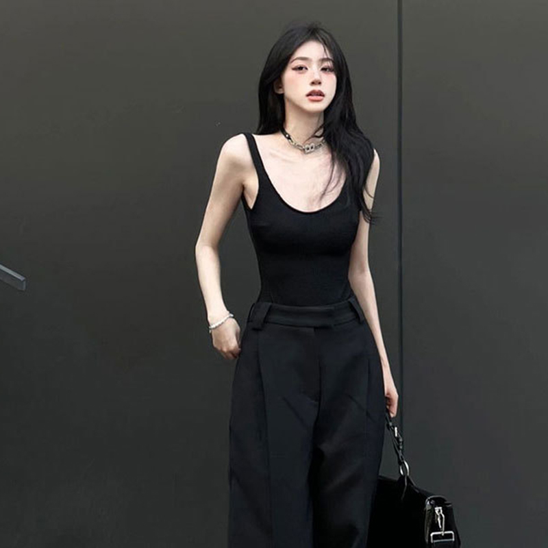 Black Strappy Bodysuit Sexy Ba - Tank Top Ribbed ulasan dan harga