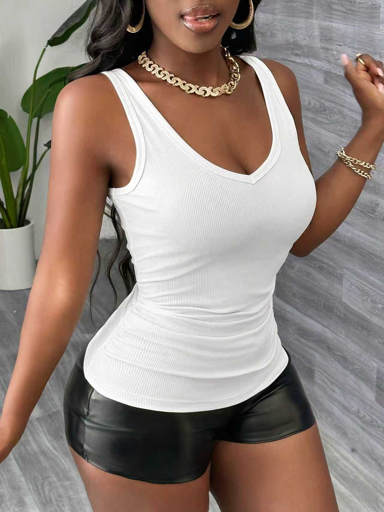 Plus Size 3 Piece V Neck Ribbe - Tank Top Ribbed ulasan dan harga