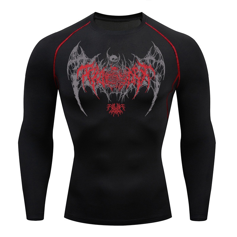 Skull Wings Print Long Sleeve  - Base Layer Top ulasan dan harga