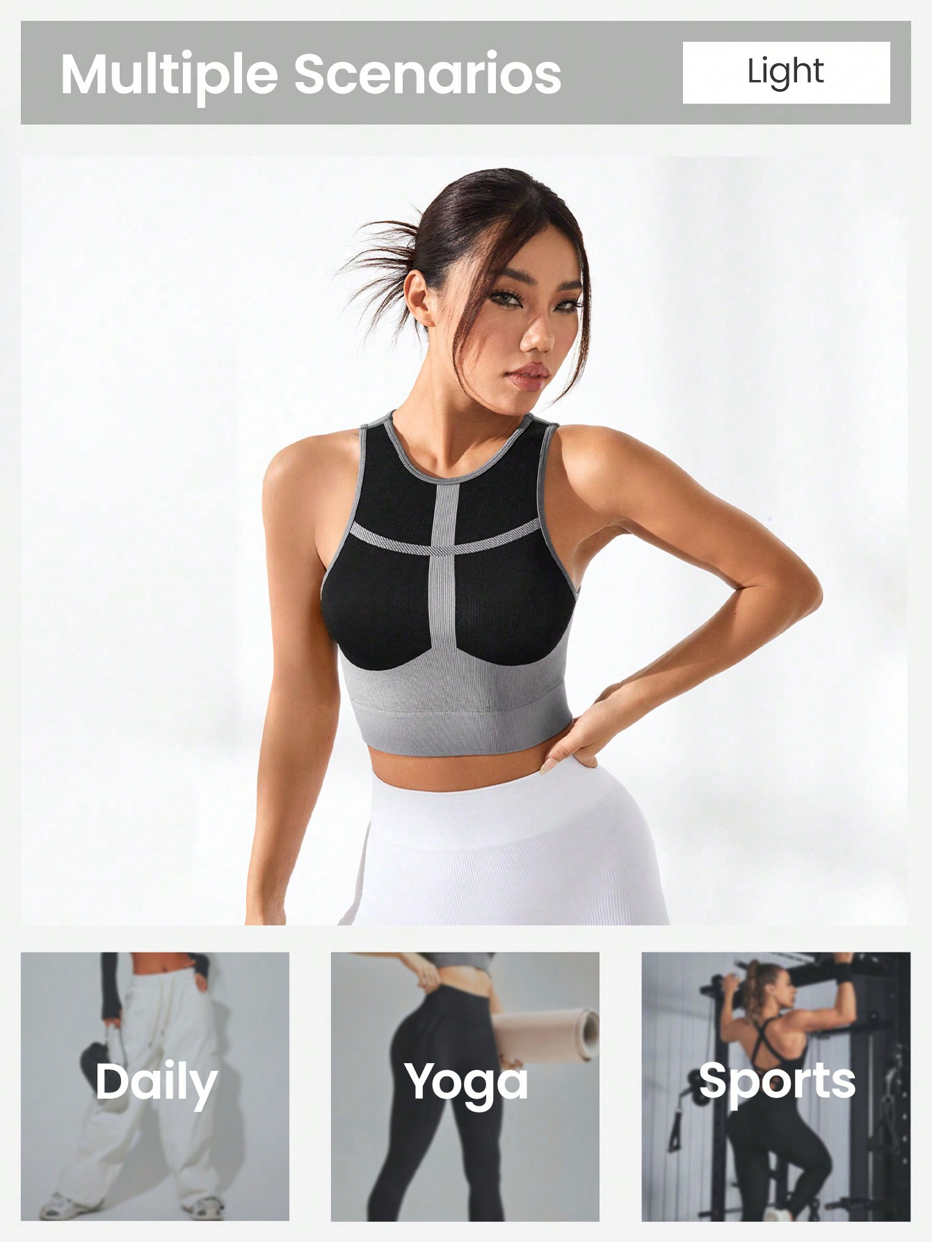 Women Color Block Cross Line R - Tank Top Ribbed ulasan dan harga