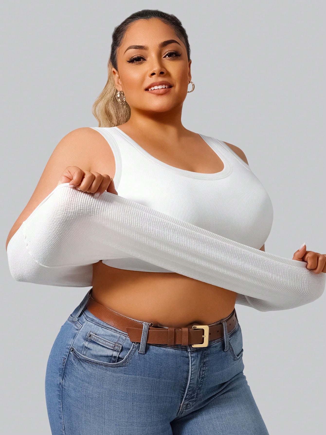 Plus Size Women's Solid Ribbed - Tank Top Ribbed ulasan dan harga