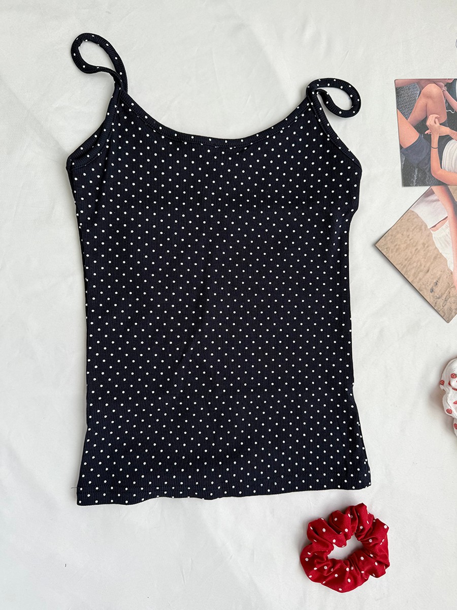 Navy Dot Ribbed Shorts Sets Wo - Tank Top Ribbed ulasan dan harga